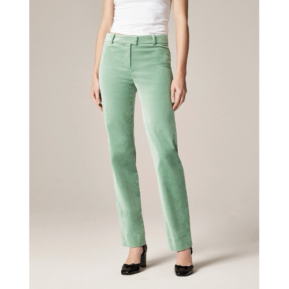 J.CREW Velvet Stormy Jade Green Stella Pant NWT Slim Straight CP827